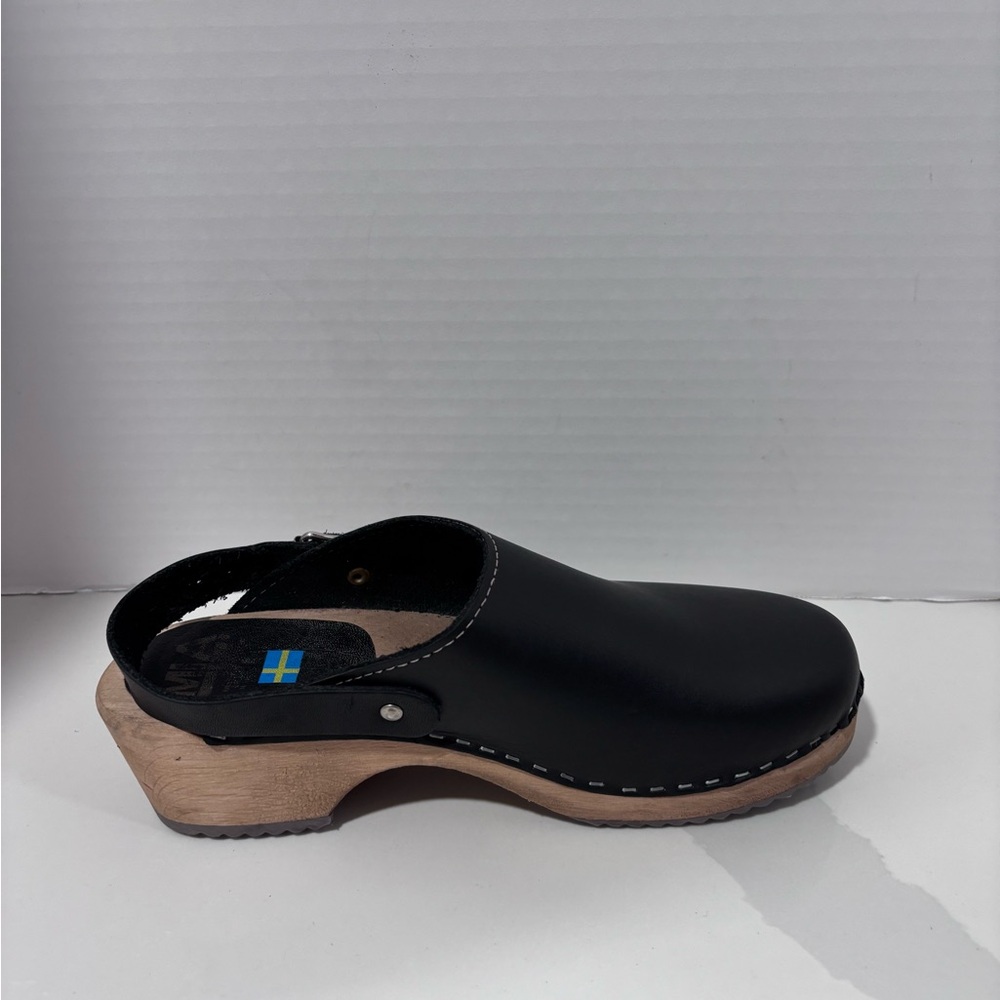 MIA Alma Lug Leather Swedish Anatomisk Clogs Shoes Black Size 40 - Picture 5 of 8